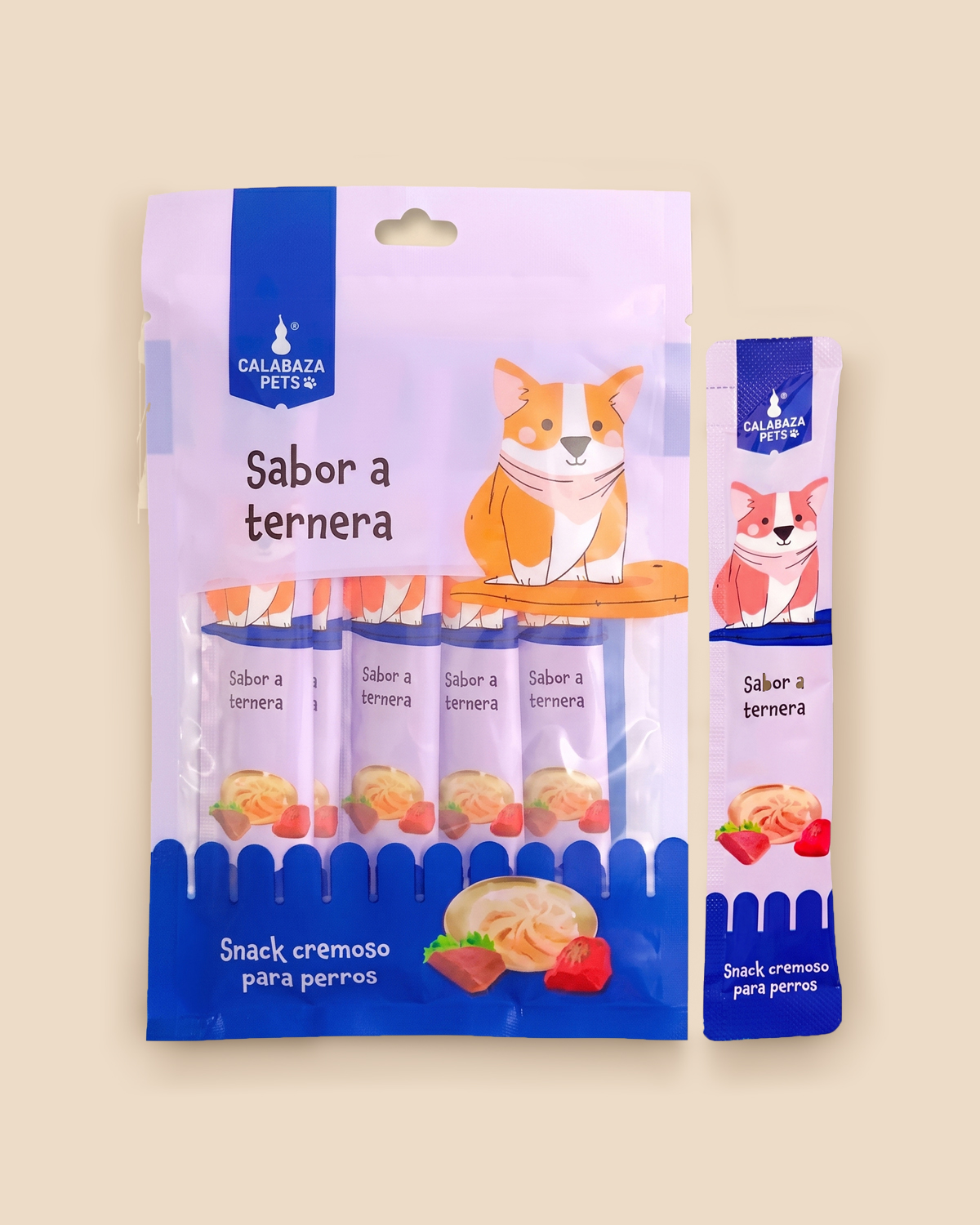 Snack Cremoso Perros Ternera Calabaza Pets
